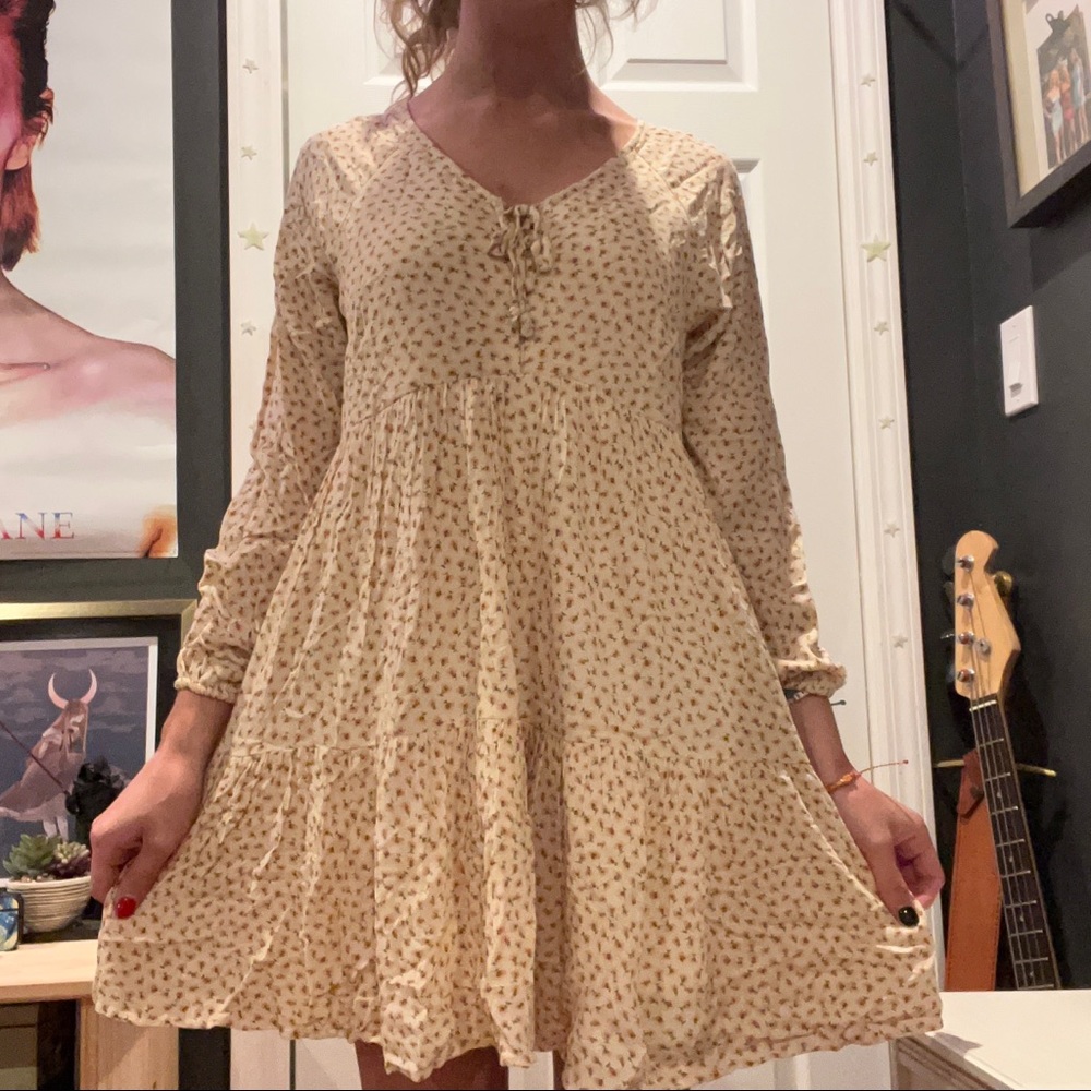 Yellow Floral American Eagle Long Sleeve Dress